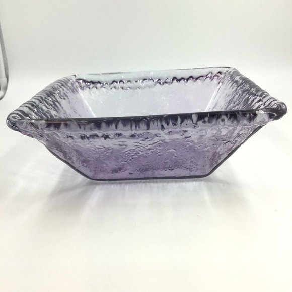 ECOGLASS Recycled Glass Serving Bowl Made in SPAIN Purple Hue Square EUC - Picture 7 of 9